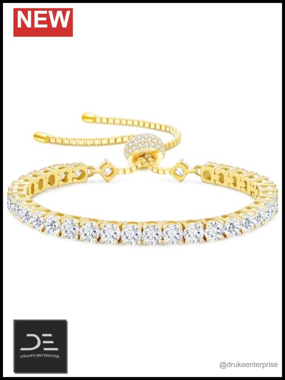 Adjustable Moissanite Tennis Bracelet 925 Sterling Silver D Color VVS1